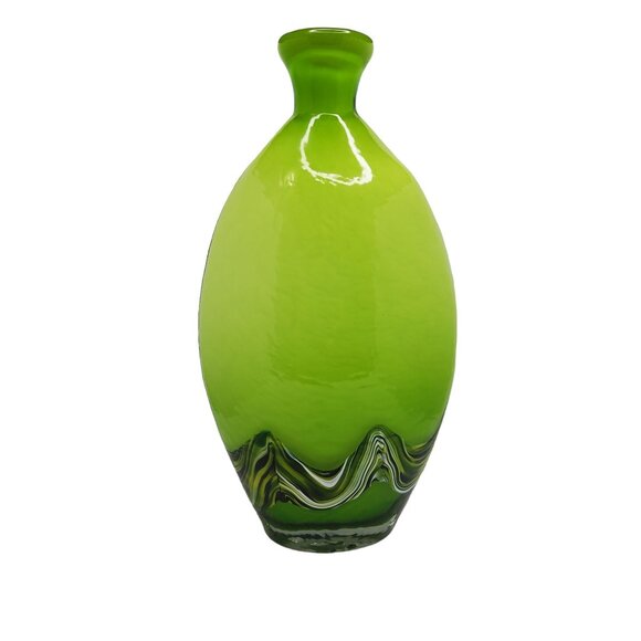 vintage mid century large heavy art glass glossy abstract swirl pattern retro va - Picture 9 of 9